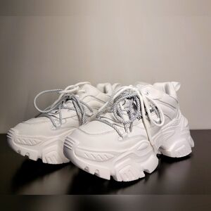 Steve Madden Troyy White Leather Platform Sneakers